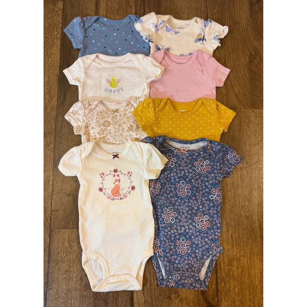 Carters Baby Girl 3 Months Shirts Bodysuits Clothes Short Sleeve Tees Bundle Lot